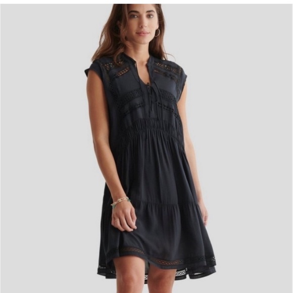 NWT • Lucky Brand • Lace Inset Dress in Black - Picture 1 of 11
